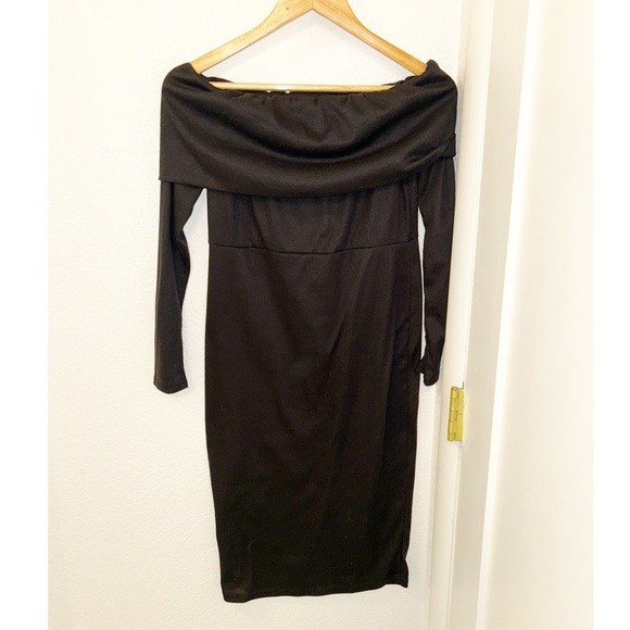 GOODNIGHT MACAROON Noelle Long Sleeve Off-Shoulder Ribbed bodycon Dress SZ:M - Picture 2 of 6
